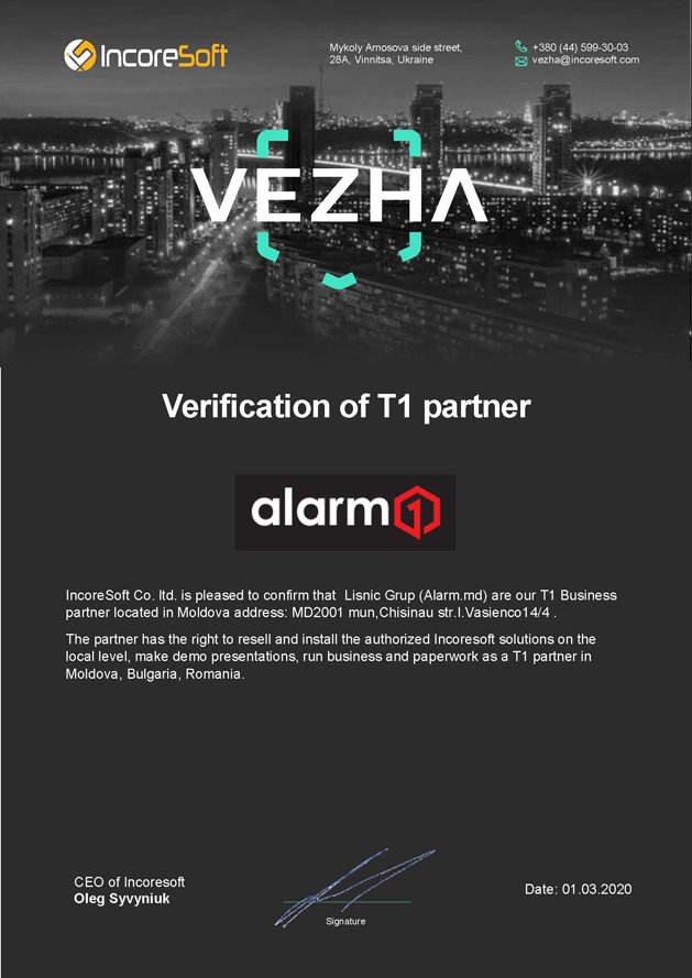 certificat VEZHA Incoresoft